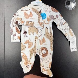 Carter's Cream and Brown Animal Print Footie